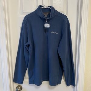 Eddie Bauer Men’s Quest Fleece 1/4 Zip Pullover Dusted Indigo Large